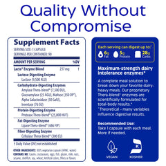 Enzymedica Lacto ingredients list highlights protease, lipase, and lactase enzymes