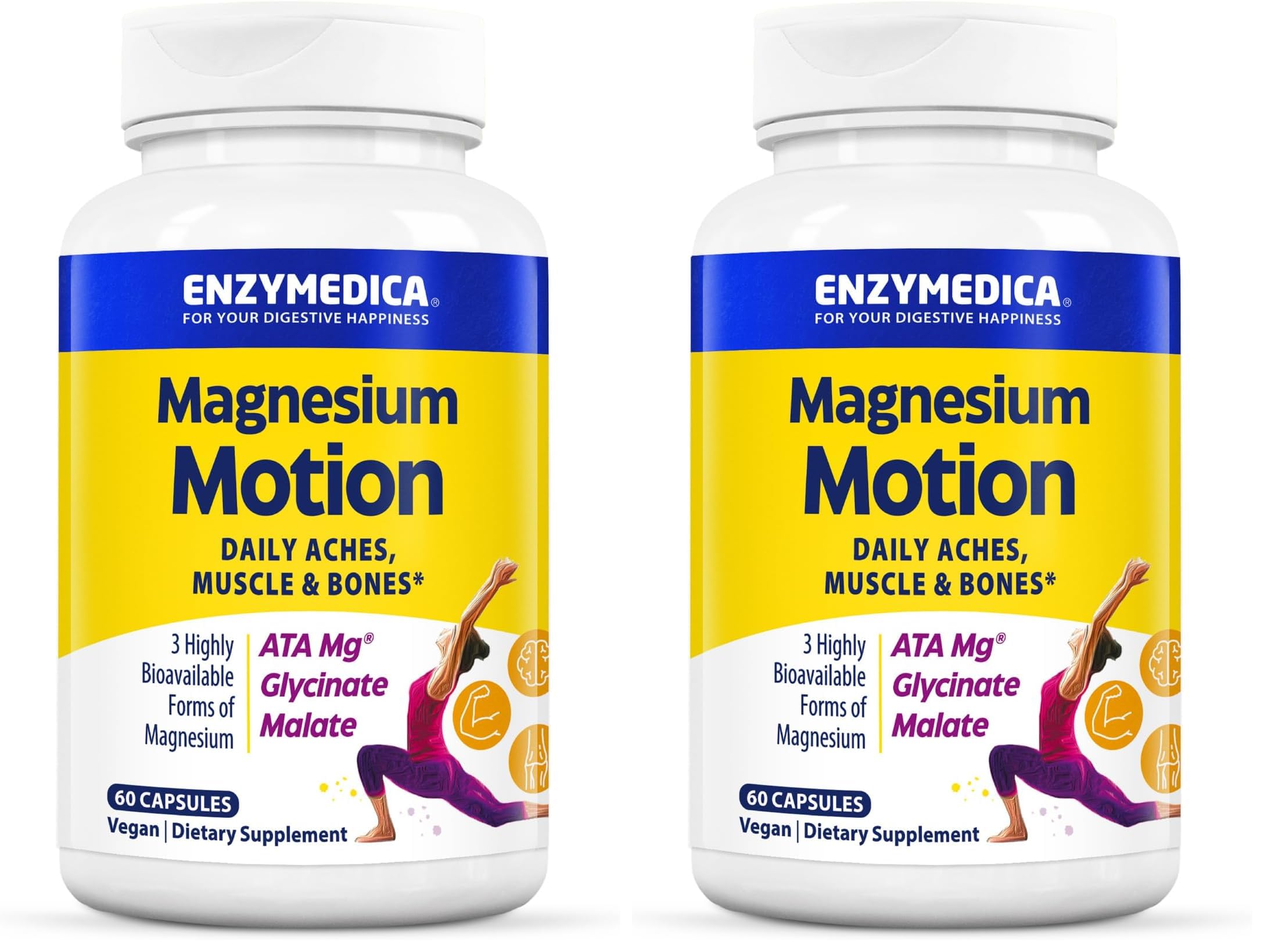 Enzymedica Magnesium Motion bottle label with 60 capsules per bottle