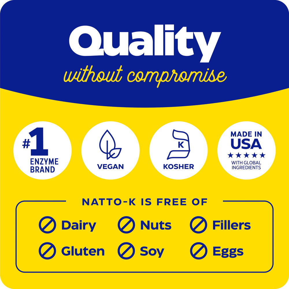 Gluten-free and dairy-free certification icon on Natto-K