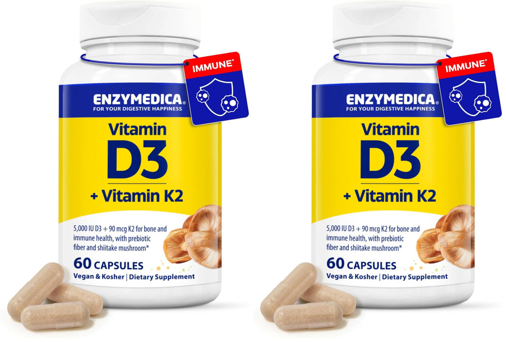 Enzymedica Vitamin D3+K2 bottle – 60 count (pack 2)