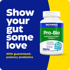 Graphic illustrating 8 probiotic strains in Pro-Bio