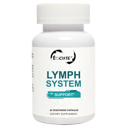Front view of EOCUTE Lymph System Support supplement bottle