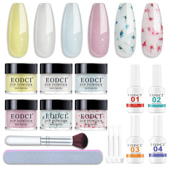 Eodci dip powder kit in six colors for long-lasting nails at home.