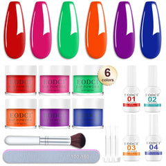 Eodci dip powder kit six-color palette for easy at-home manicure variety.