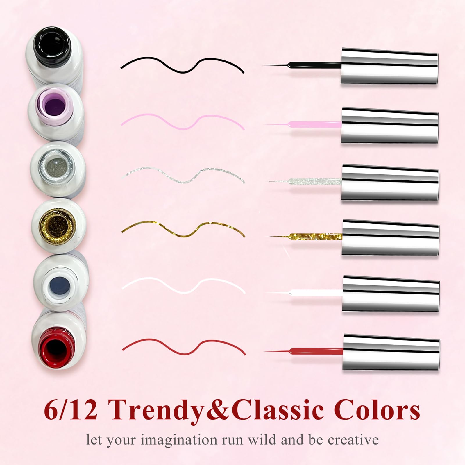 Eodci nail art liner color swatches show vibrant, pigmented options