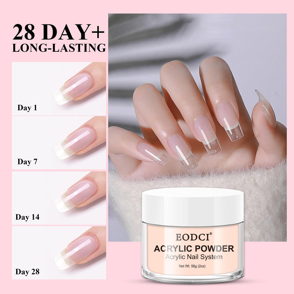 EODCI white acrylic powder 2oz ideal for clean French tips and base coats.