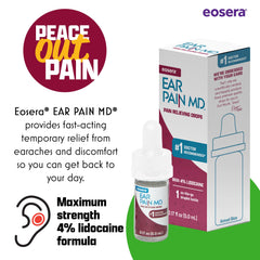 Eosera Ear Pain MD dropper in use for safe, fast numbing for adults and kids