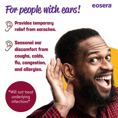 Eosera Ear Pain MD kid-friendly application highlighting temporary relief for pediatric earaches