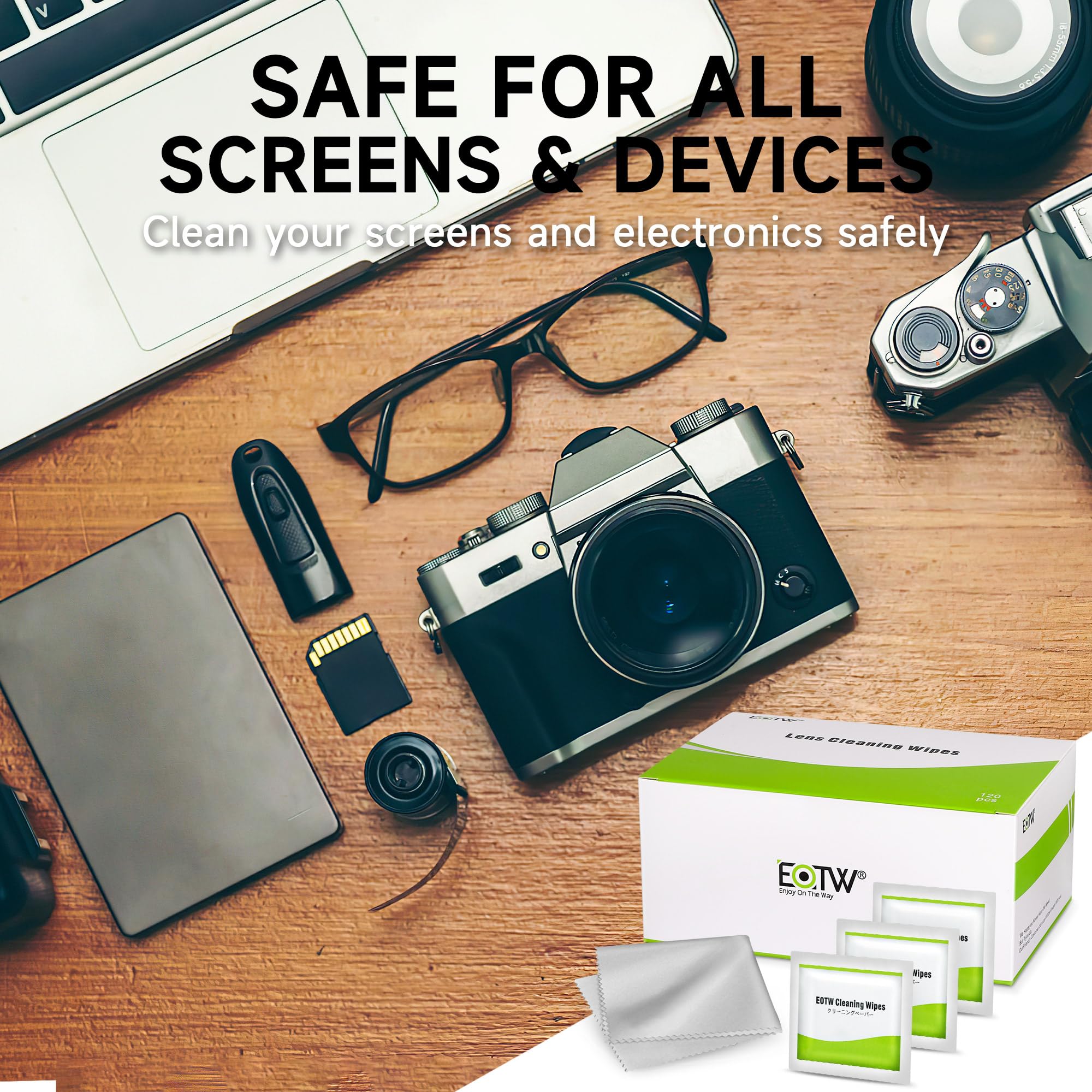 Includes microfiber cleaning cloth with EOTW wipes