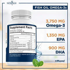 Label showing 1350 mg EPA and 900 mg DHA per serving