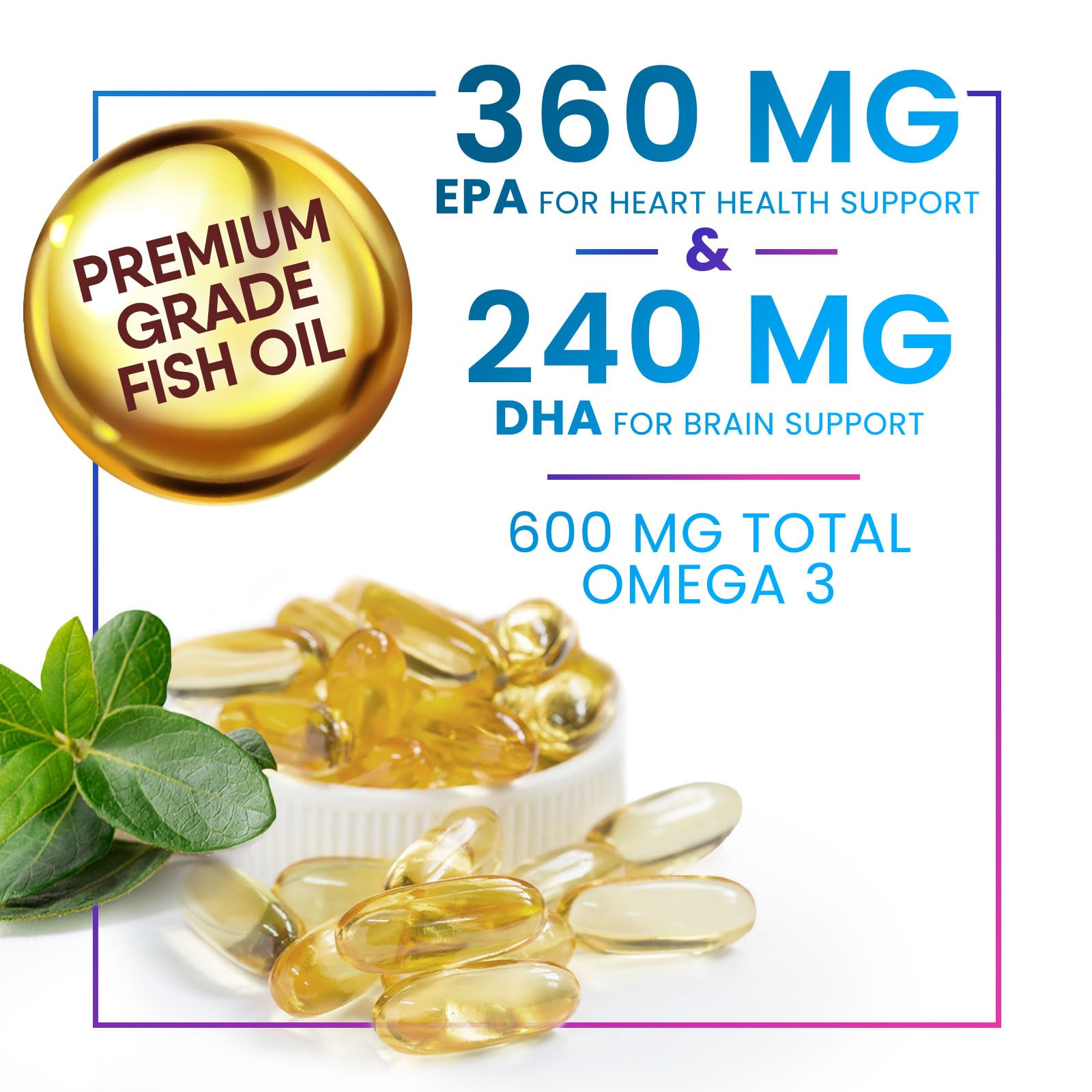 EPA and DHA content label on omega-3 packaging