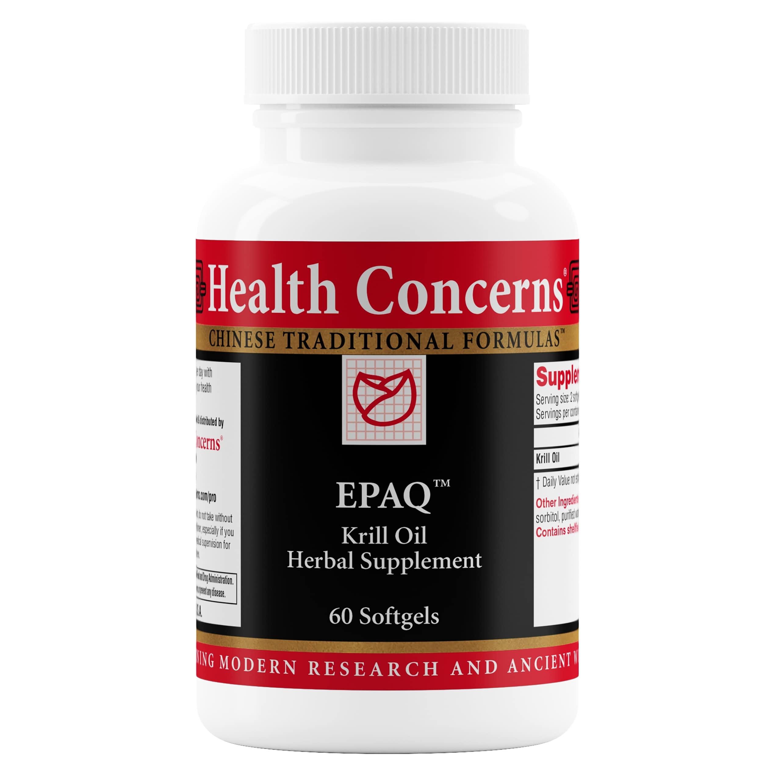 EPAQ Krill Oil 1000 mg per serving on bottle label