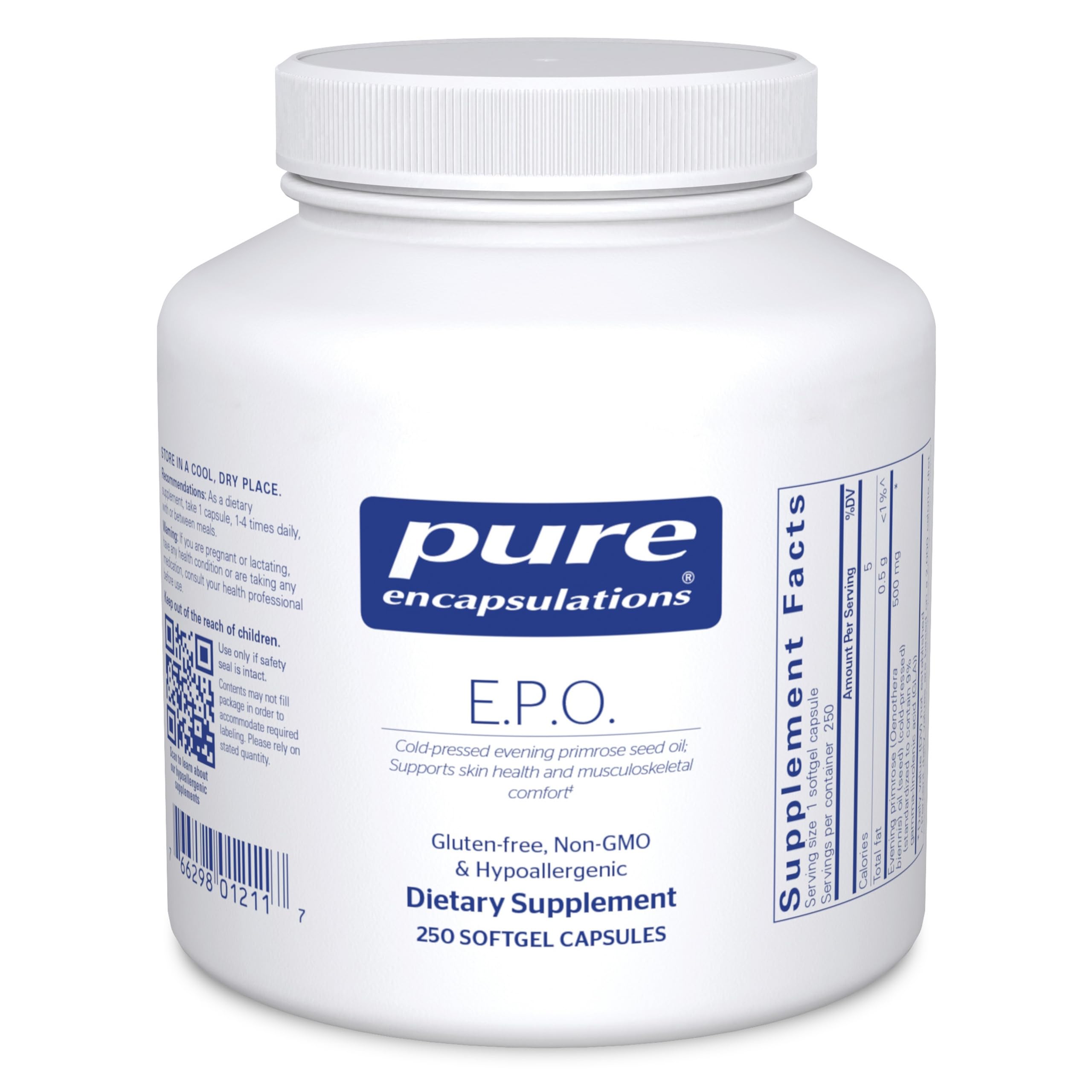 Bottle of Pure Encapsulations E.P.O. Evening Primrose Oil 250 softgels