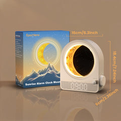 Epochleno Sunrise Alarm Clock ambient night light mode shows moonlight and stars for relaxing ambience.