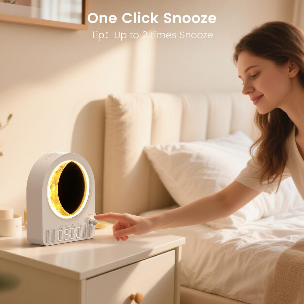 Epochleno Sunrise Alarm Clock meteor moonlight lighting creates immersive sleep ambience.