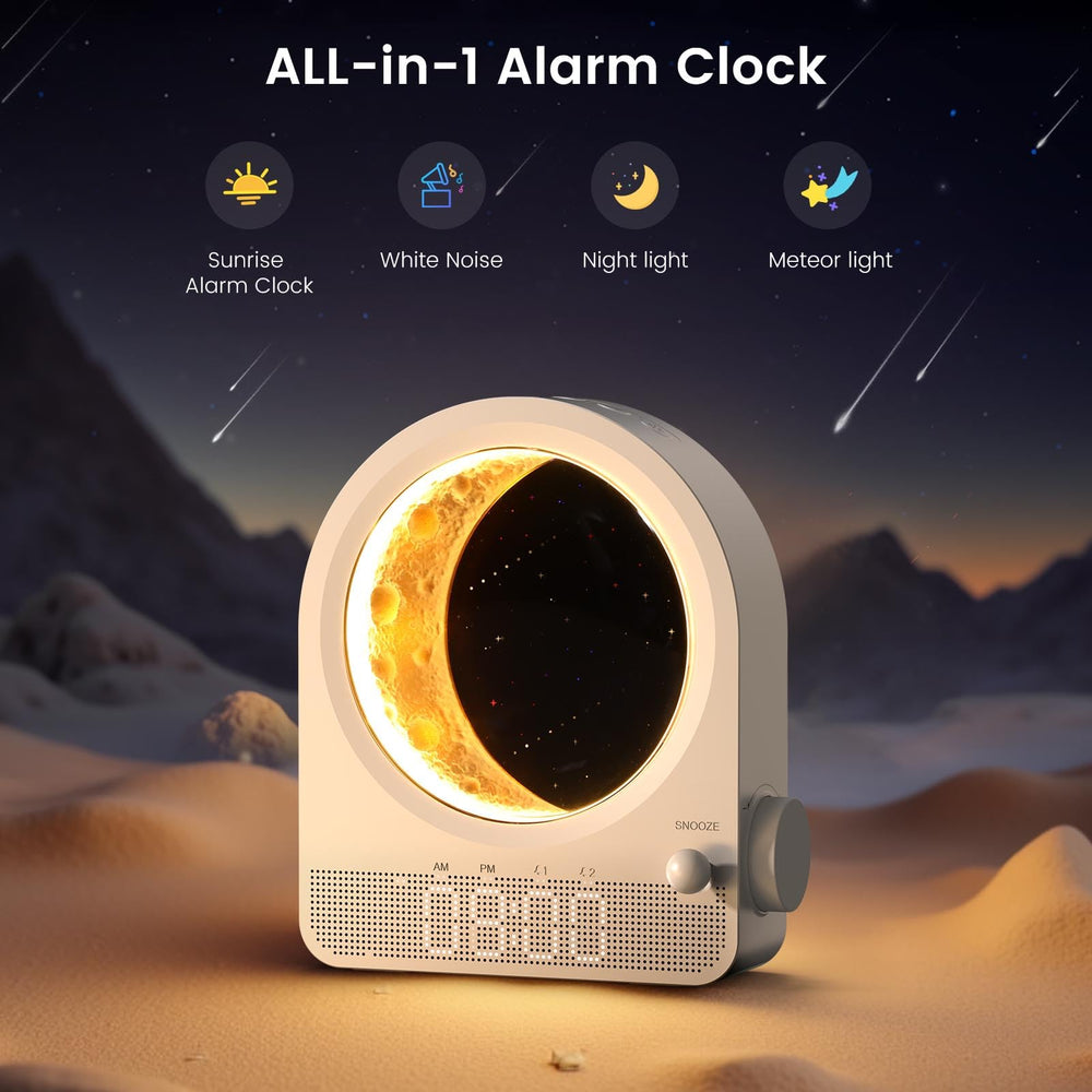 Epochleno Sunrise Alarm Clock snooze lever demonstrates easy 10-minute extensions for sleepy mornings.