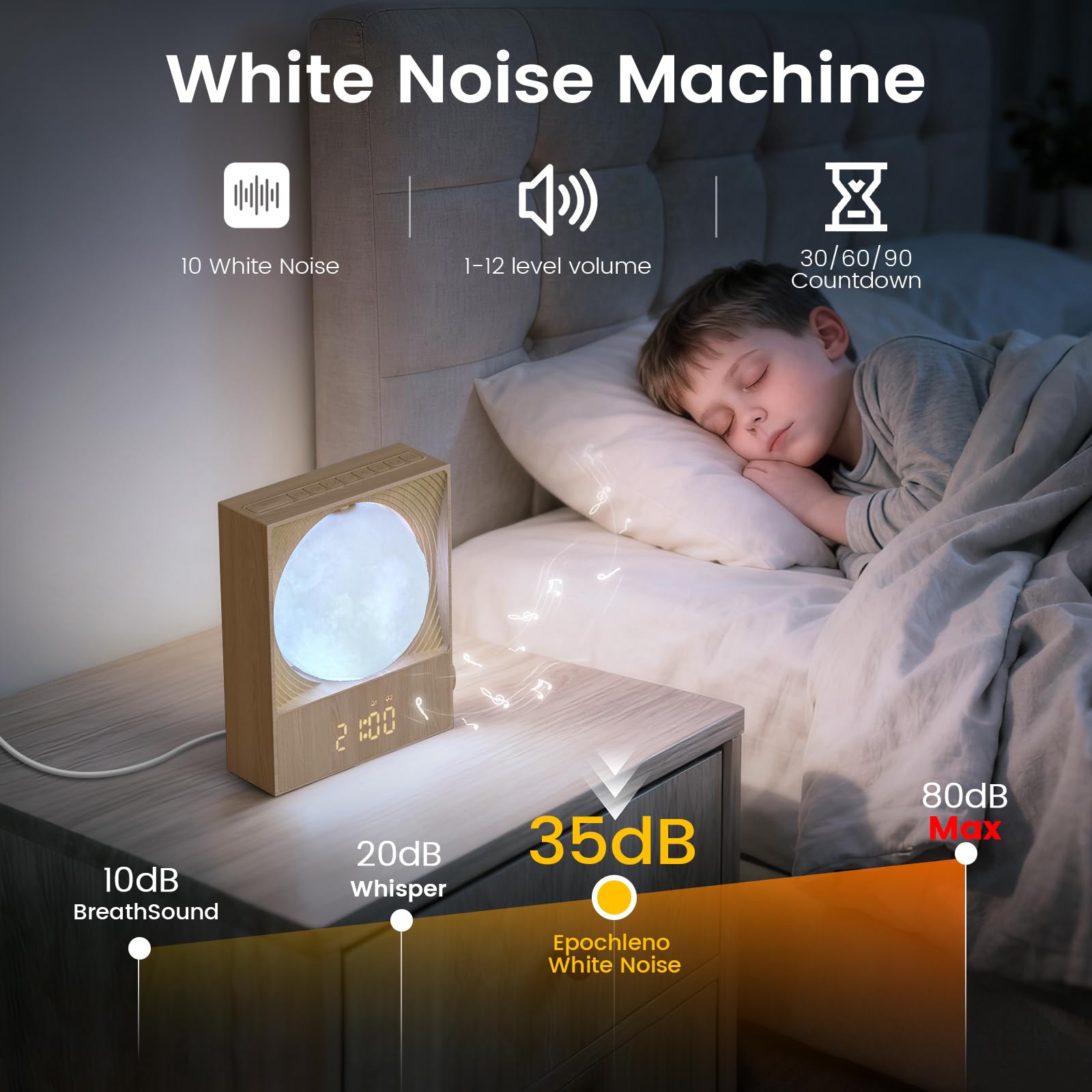 Epochleno white noise sounds collection aids calm and easier sleep