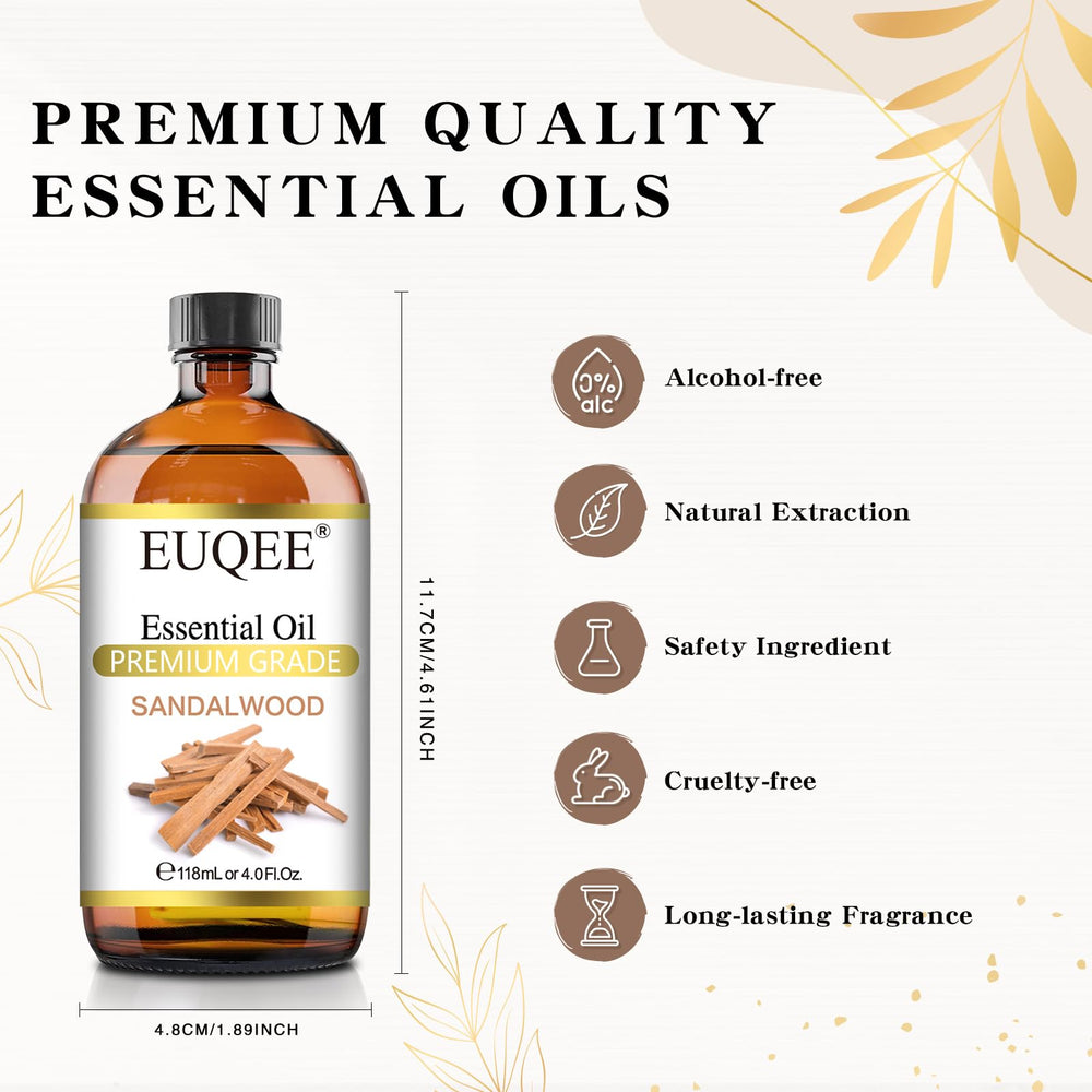 4 oz EUQEE Sandalwood Essential Oil amber bottle with dropper