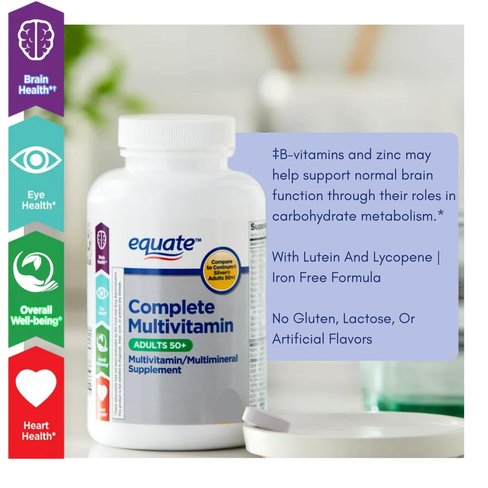 125-pill bottle of Equate Adult 50+ multivitamin