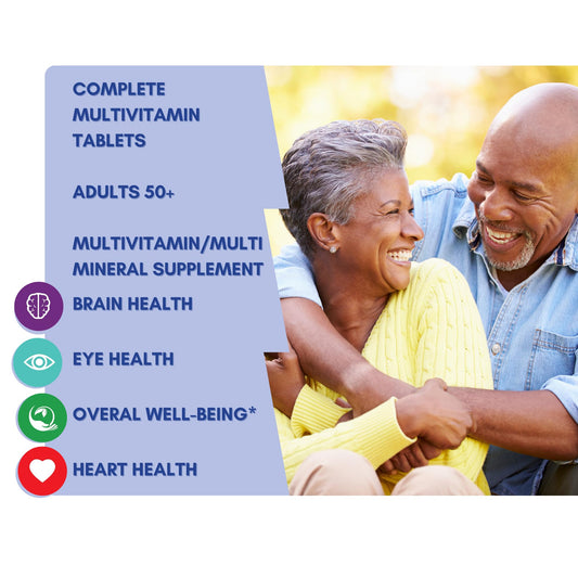 Equate 50+ multivitamin brain-support imagery