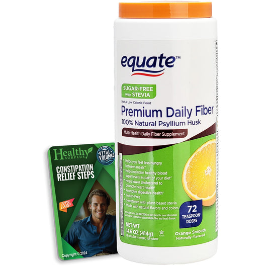Equate Daily Fiber Psyllium Husk Orange Flavor 14 oz packaging