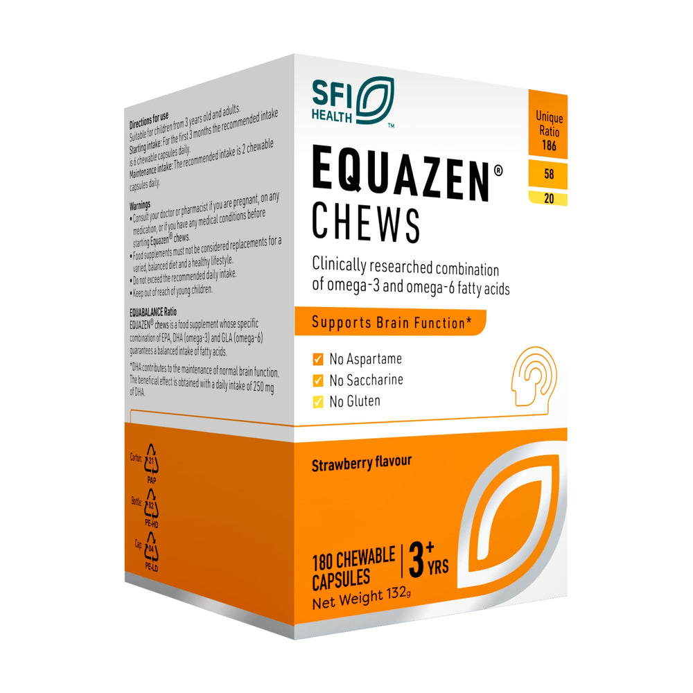 Equazen Eye Q Chews bottle front view (180 capsules)