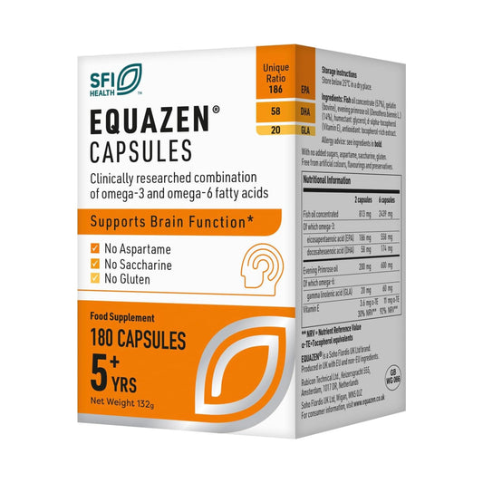Equazen Eye Q Omega 3 & 6 180 capsules bottle close-up
