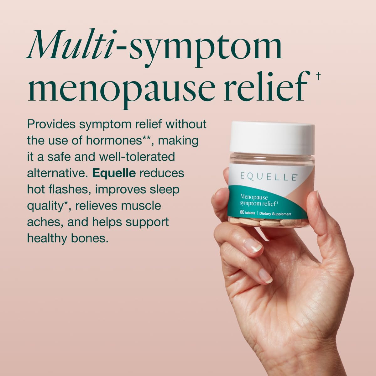 Equelle tablets ready for daily two-tablet dosage in a routine.