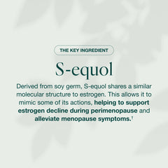 Close-up of Equelle label highlighting S-Equol for menopause support.