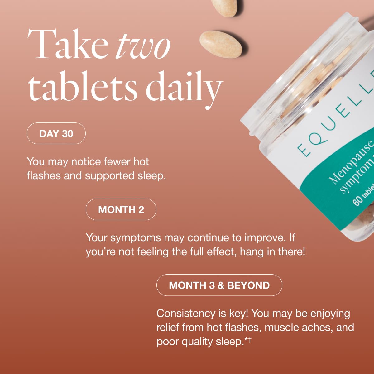 Scene showing a peaceful bedroom suggests Equelle may support better sleep.