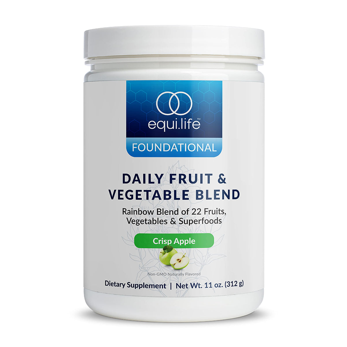 Front packaging of Equilife Daily Fruit & Vegetable Blend, 30 servings