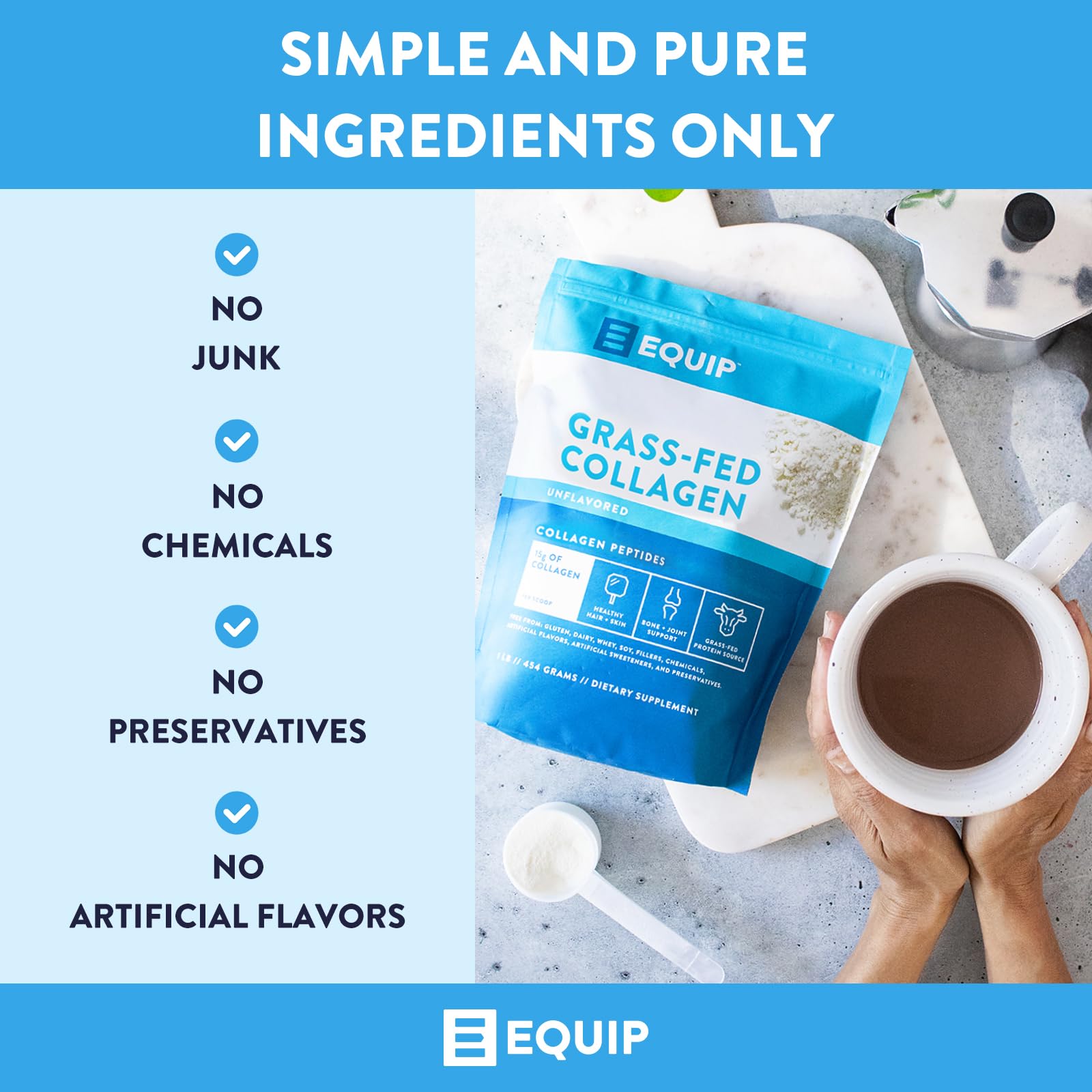 Collagen powder being added to a shake