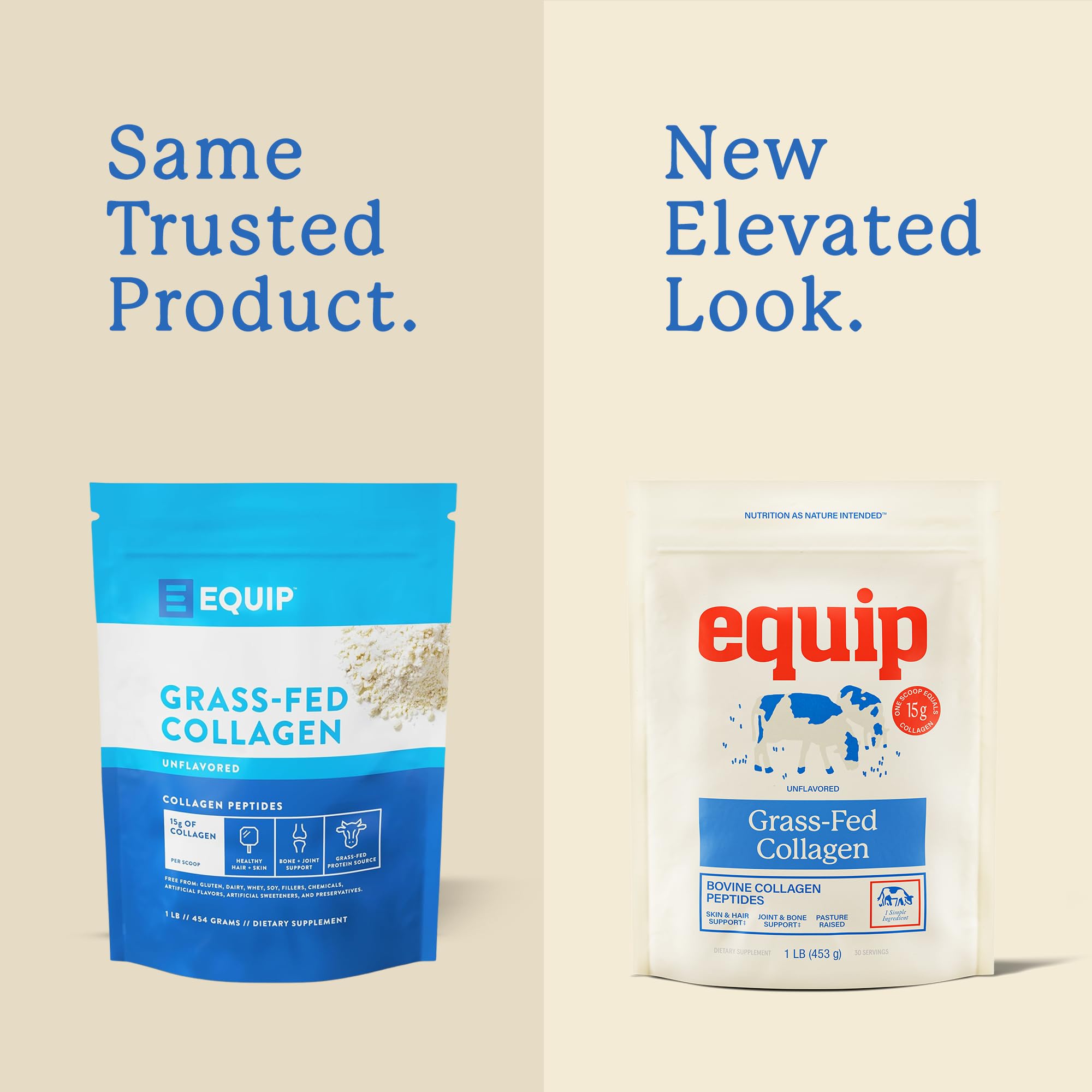 Equip Foods unflavored collagen powder scoop versatile for shakes and meals