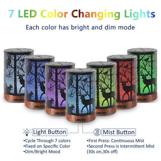 Ultrasonic diffuser 150ml with 7-color LED lights