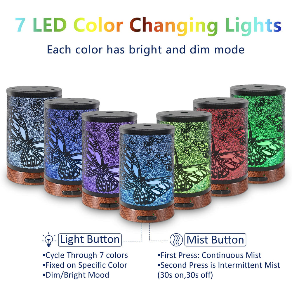 Diffuser displaying seven LED color options