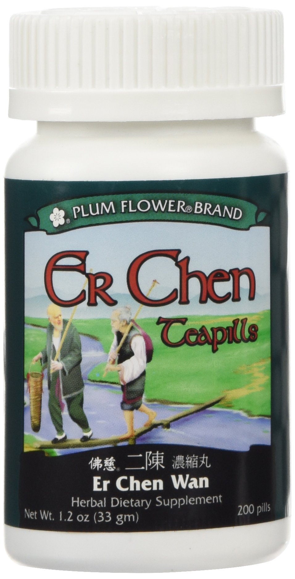 Er Chen Teapills 200 count Plum Flower bottle and label