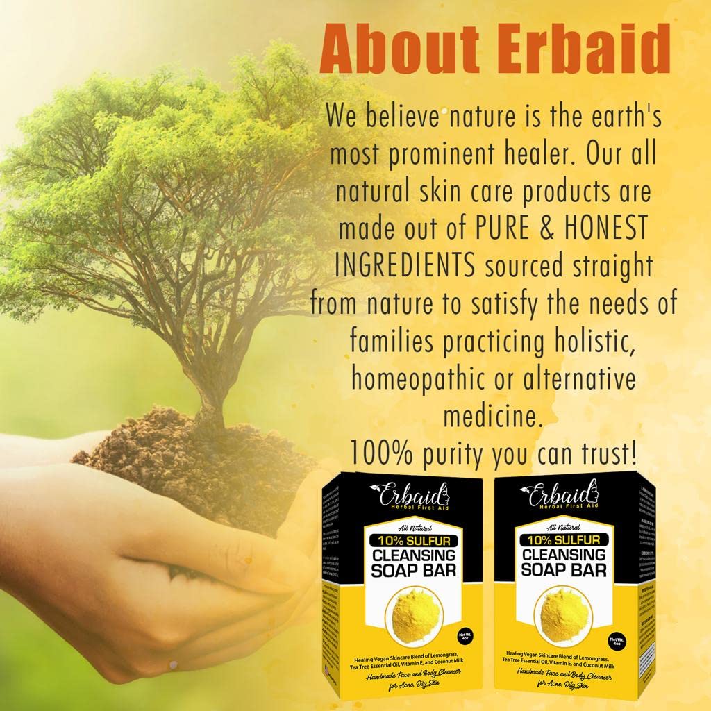 Erbaid sulfur soap bar for body and scalp use in routine