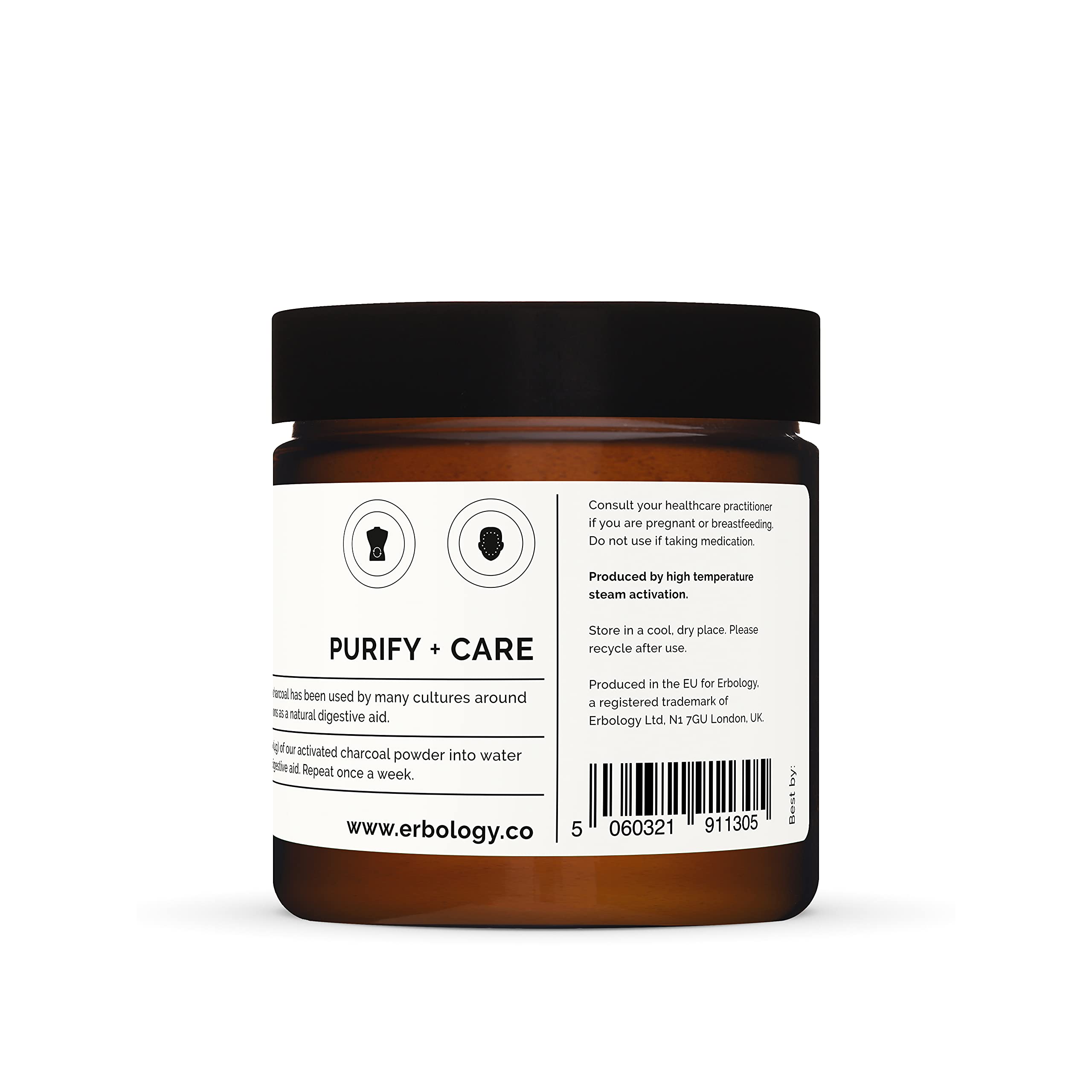 Close-up of Erbology Activated Charcoal Powder jar