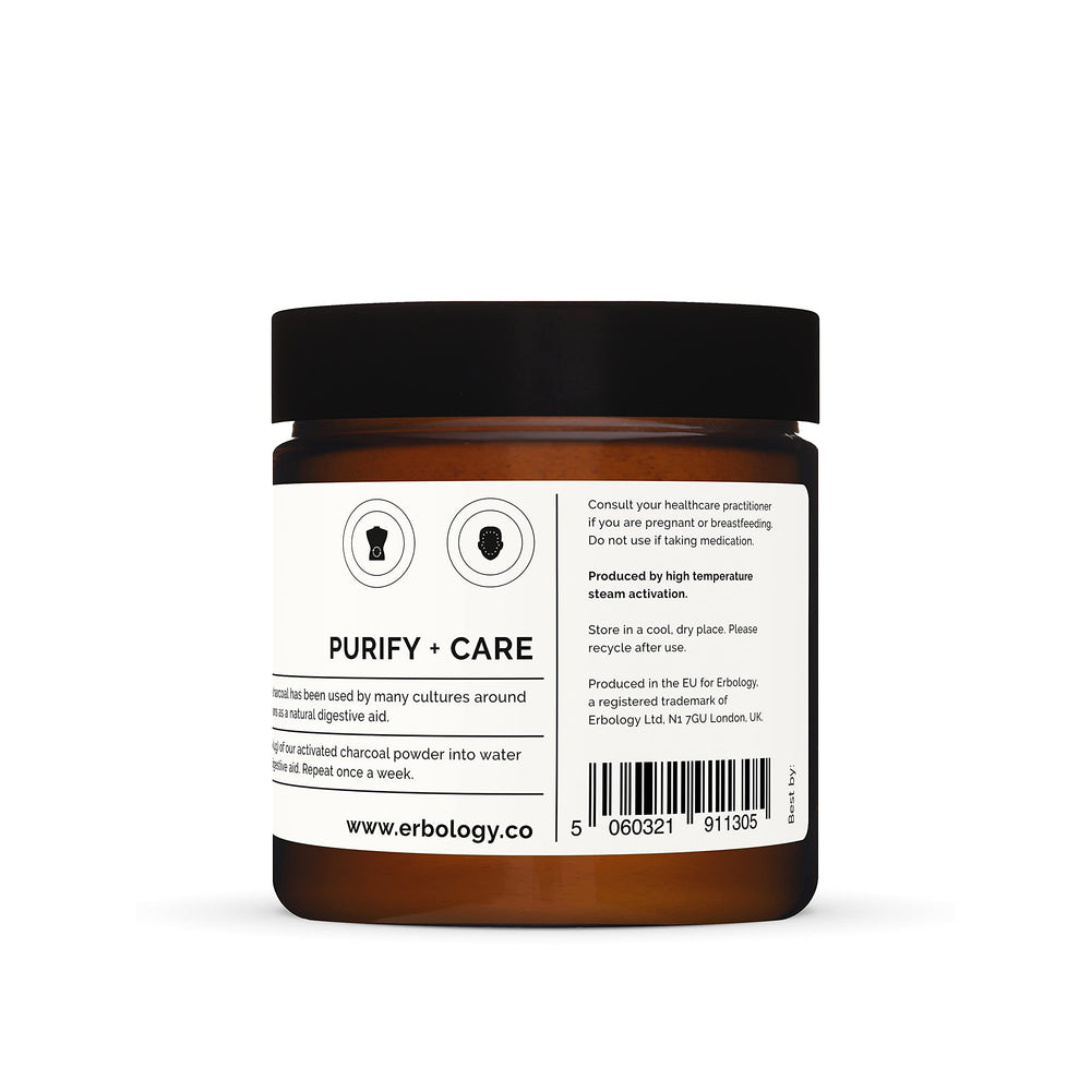 Close-up of Erbology Activated Charcoal Powder jar