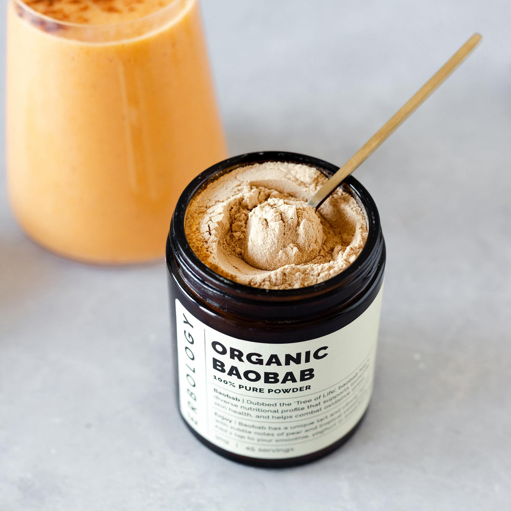 Nutrition facts panel for Erbology Baobab Powder