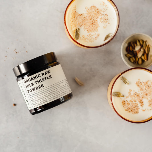 Close-up of milk thistle powder texture