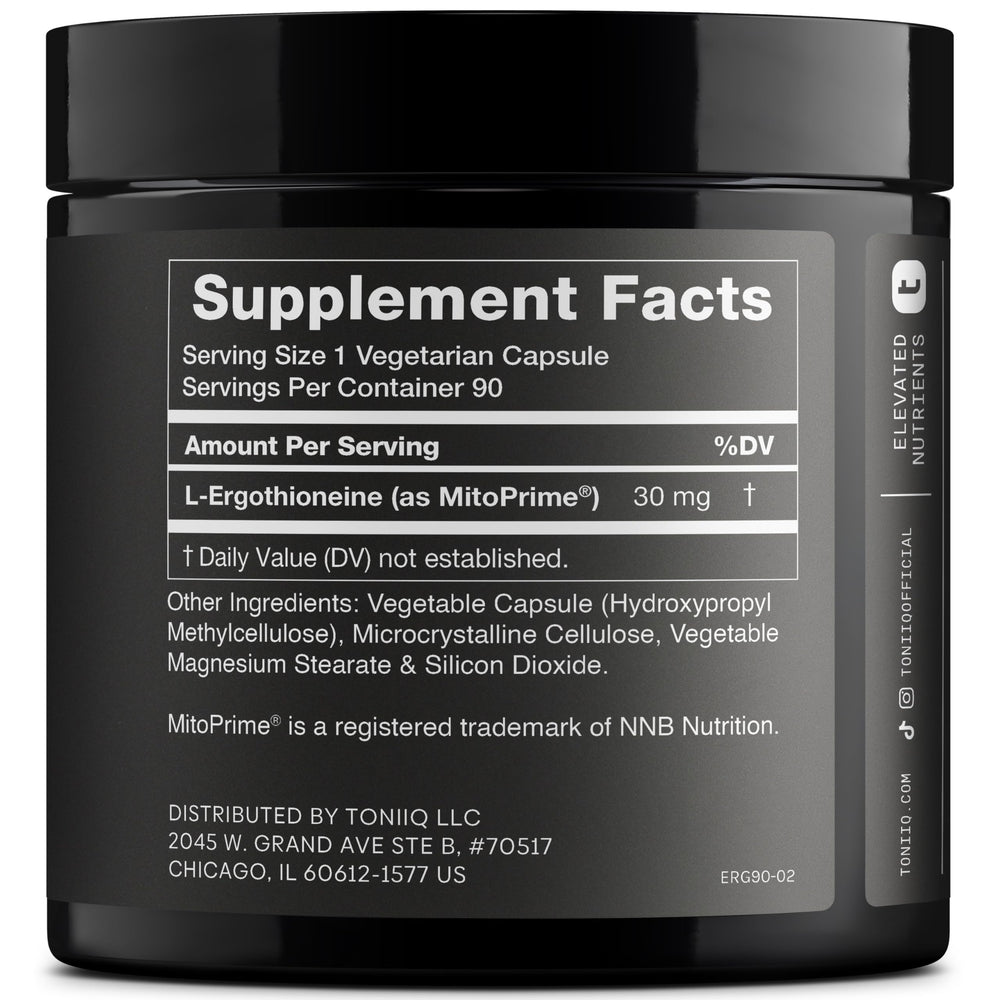Close-up of 30mg MitoPrime L-Ergothioneine capsule