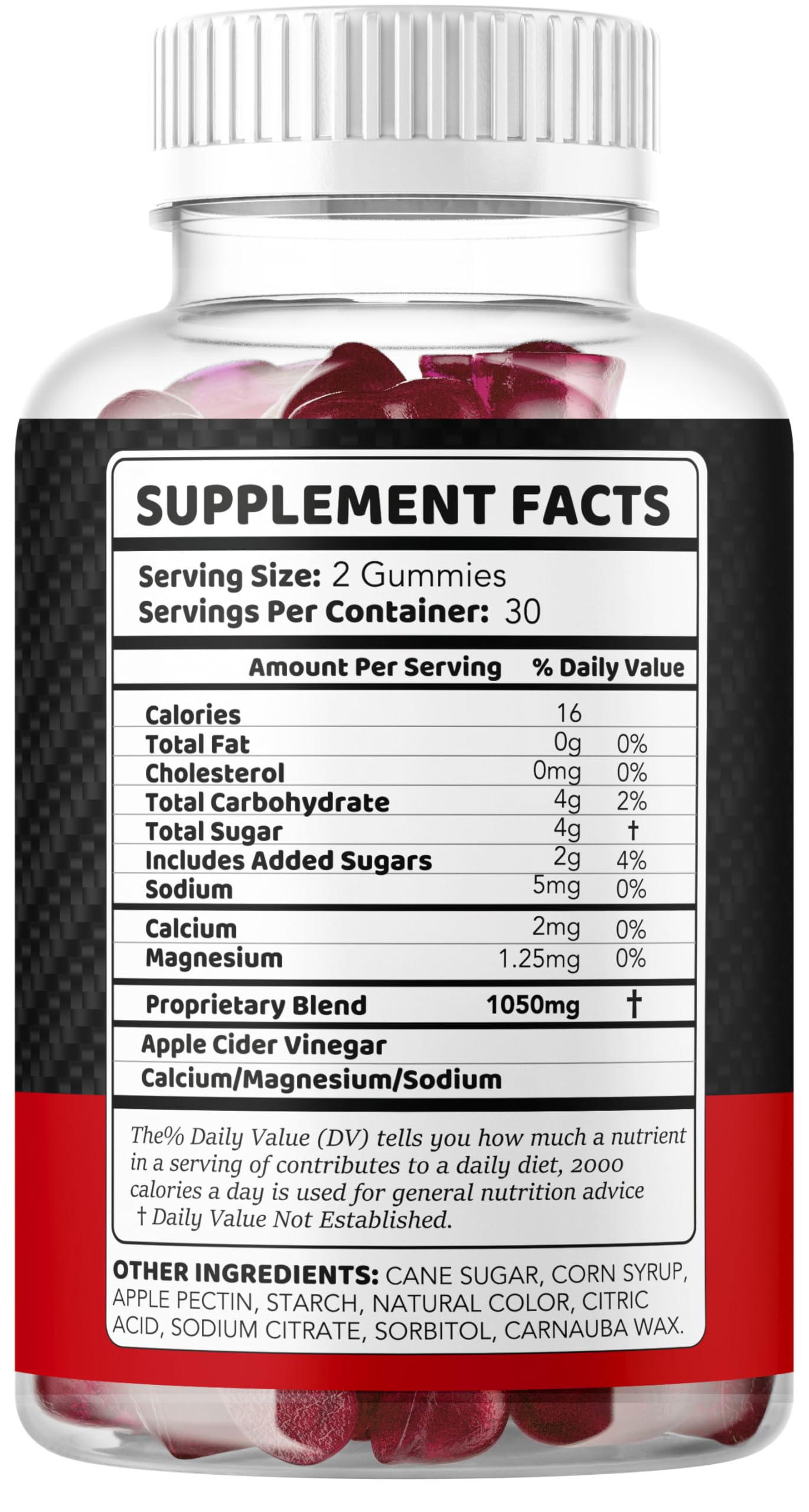 Nutrition facts panel for Ereforce Gummies