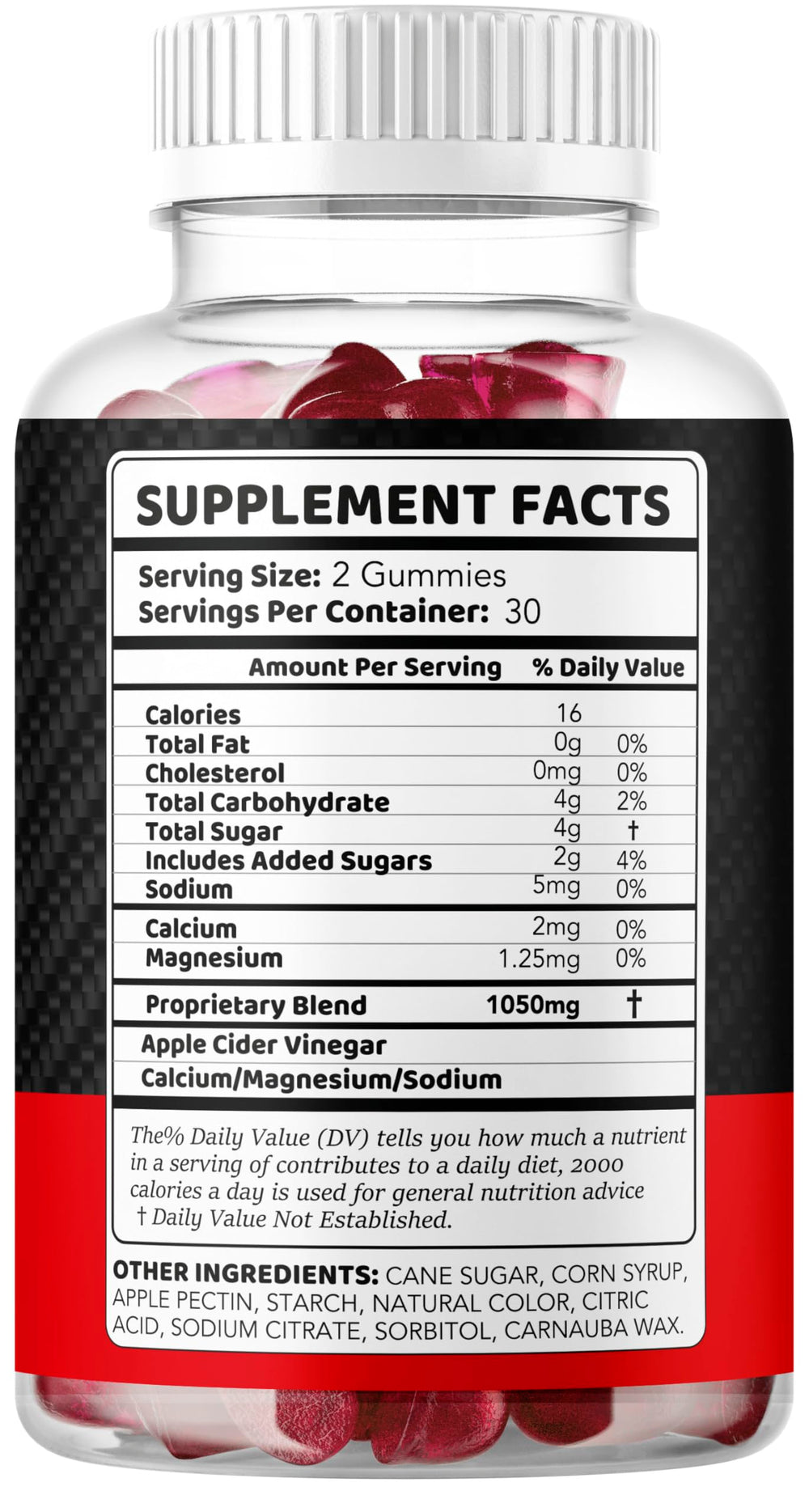 Nutrition facts panel for Ereforce Gummies