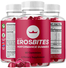 Premium all-natural Eros Bites Gummies packaging with 60 gummies