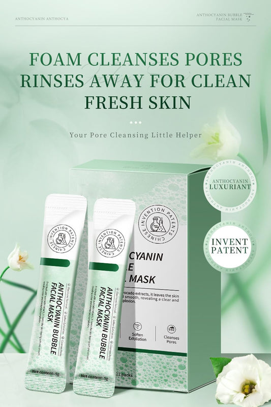 ERRECI Anthocyanin Bubble Face Mask performs deep cleansing to remove impurities.
