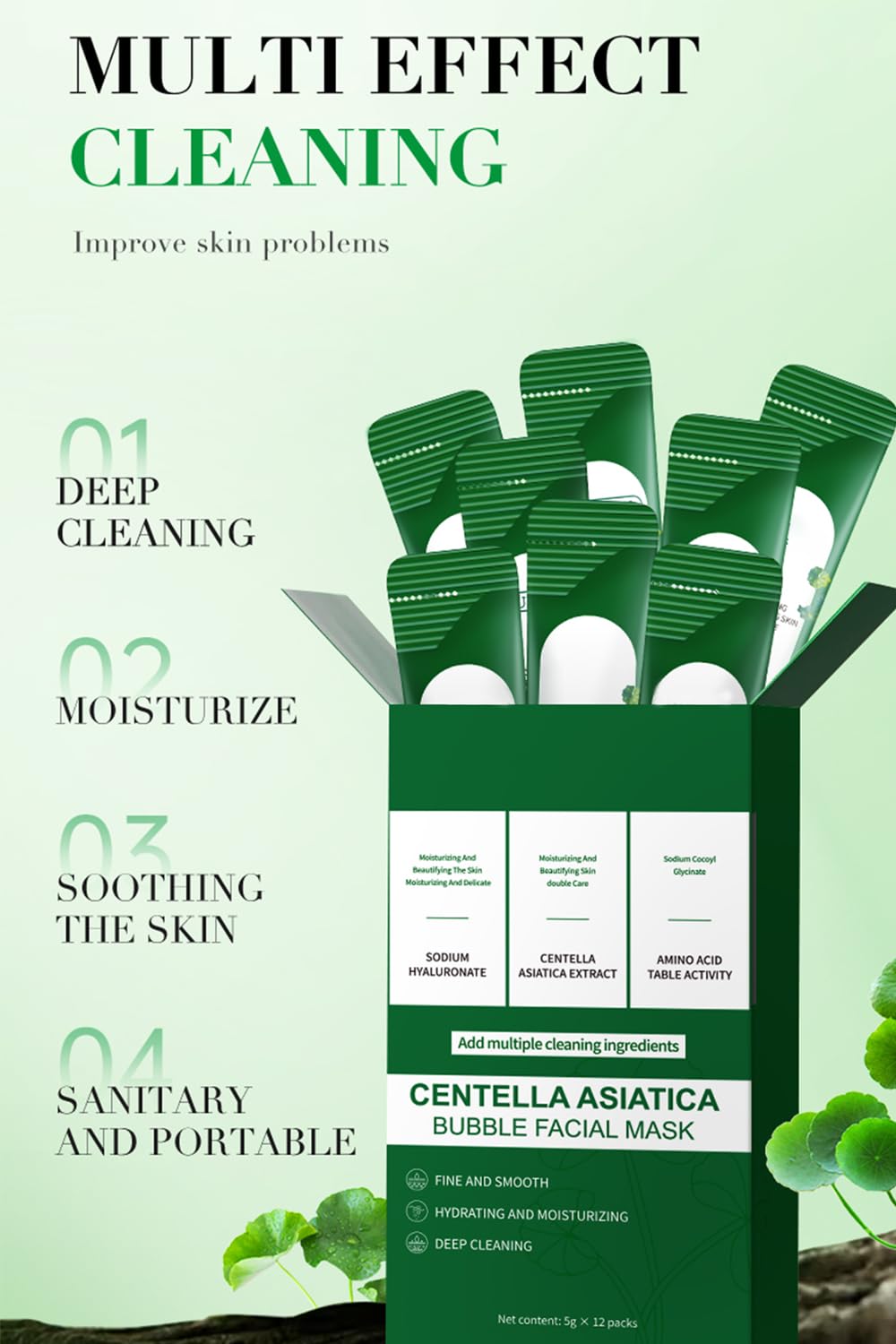 ERRECI Centella Asiatica Bubble Mask foam closeup showing hydrating texture.
