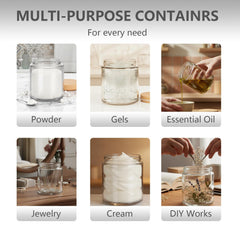 Glass jar with wide mouth for easy filling and cleaning.