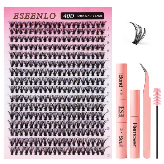 ESEENLO lash extension kit 320pcs clusters, soft fibers for natural volume