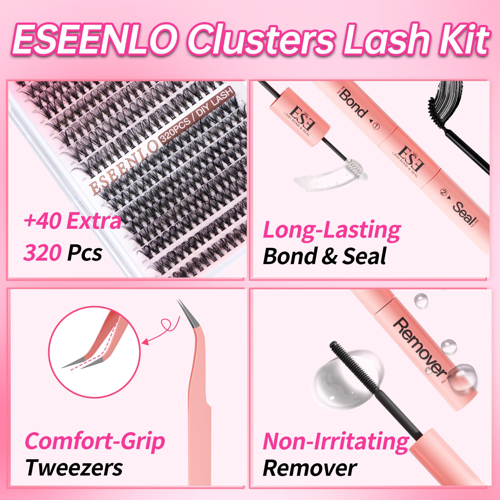 ESEENLO varied-length lash clusters 9-16mm for customizable looks